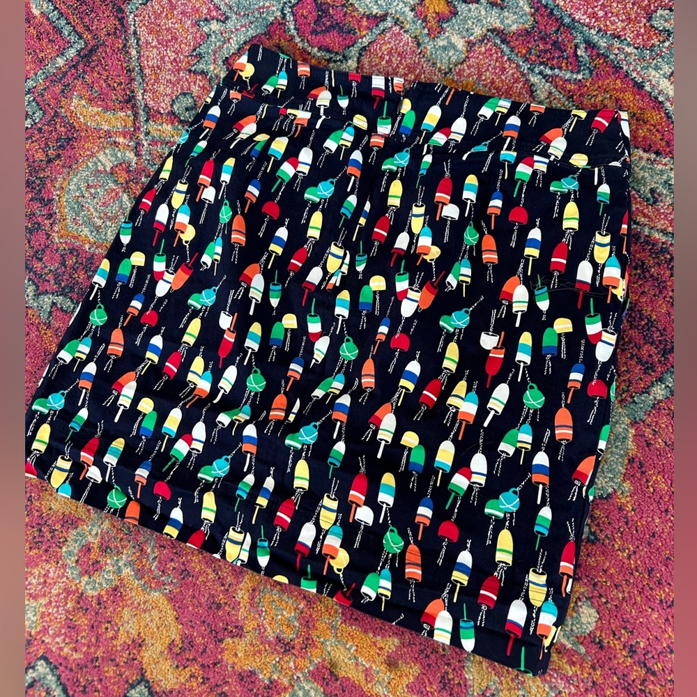 Talbots | Women’s Navy/Multicolor Buoy Pattern Zip Bank Mini Pencil Skirt Size 8 - Picture 7 of 14
